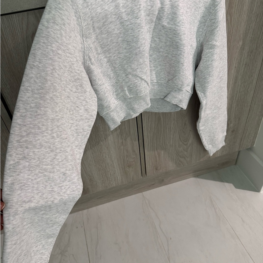 Zara Gray Boxy Cropped Hoodie